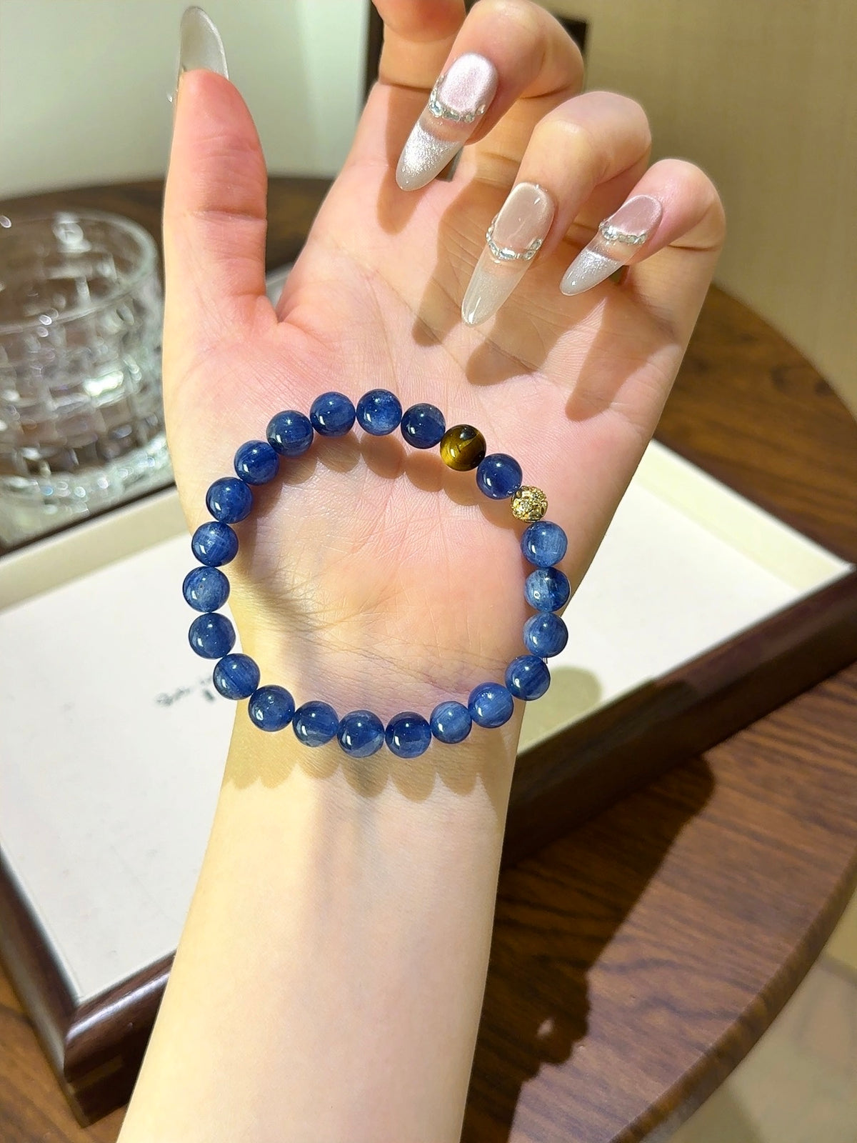 Wealth & Wisdom Crystal Bracelet – Yellow Tiger Eye & Blue Crystal