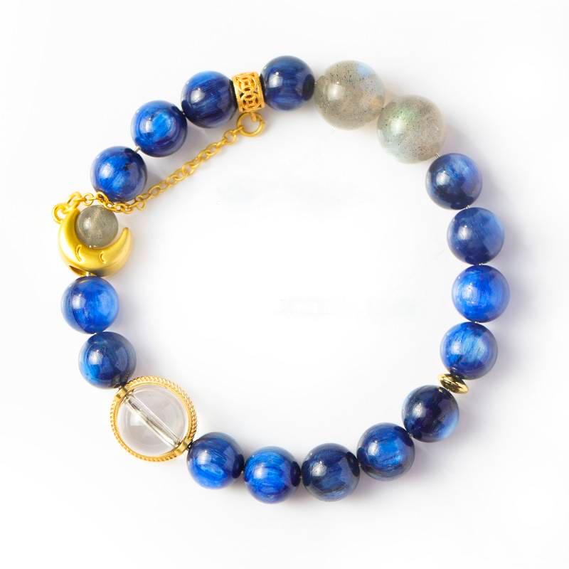 Starry Night Crystal Bracelet – Van Gogh-Inspired Blue Crystal & Moonstone Healing Jewelry