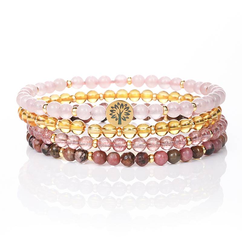 Love & Happiness Crystal Bracelet – Pink Quartz, Citrine, Strawberry Quartz & Rose Quartz