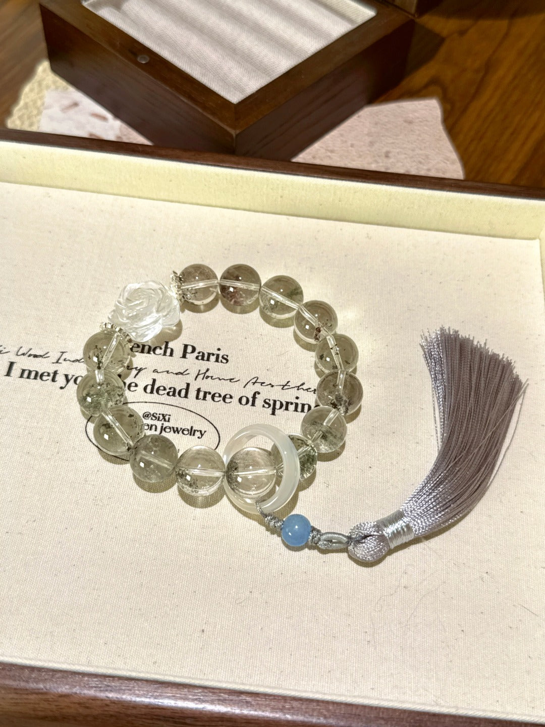 Peace & Prosperity Crystal Bracelet – Green Phantom, White Crystal & White Agate
