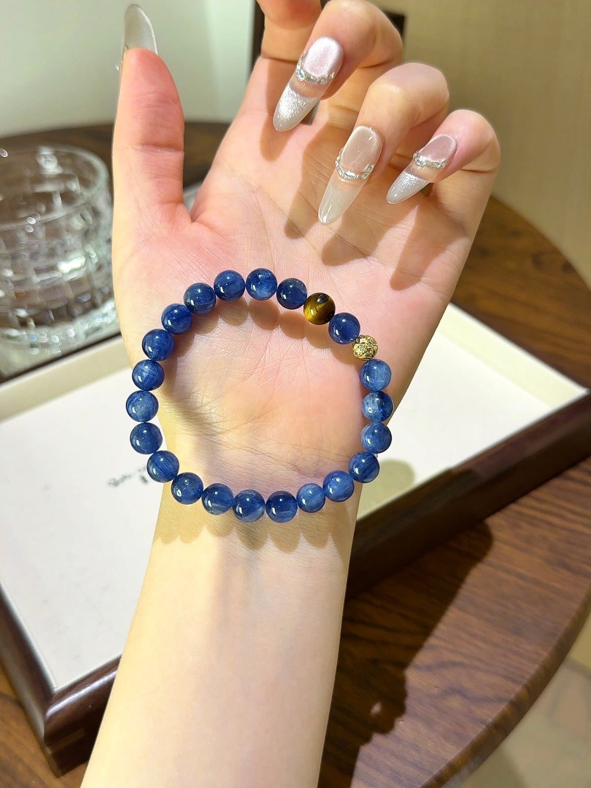 Wealth & Wisdom Crystal Bracelet – Yellow Tiger Eye & Blue Crystal