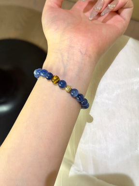 Wealth & Wisdom Crystal Bracelet – Yellow Tiger Eye & Blue Crystal