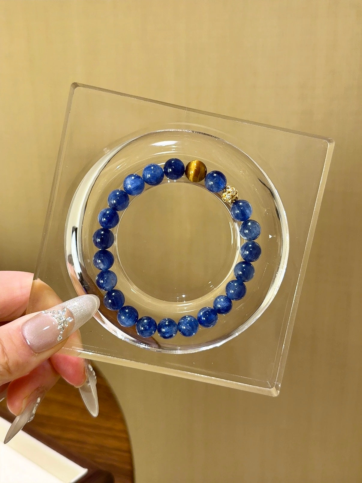 Wealth & Wisdom Crystal Bracelet – Yellow Tiger Eye & Blue Crystal