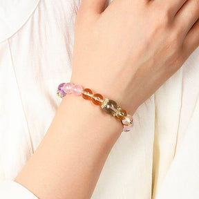Water Lilies Crystal Bracelet – Monet-Inspired White Crystal, Rose Quartz & Amethyst Healing Jewelry