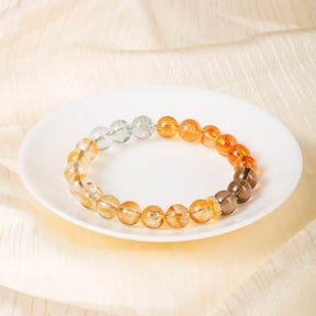 Sunflower Crystal Bracelet – Van Gogh-Inspired Citrine, Tea Quartz & Green Ghost Healing Jewelry