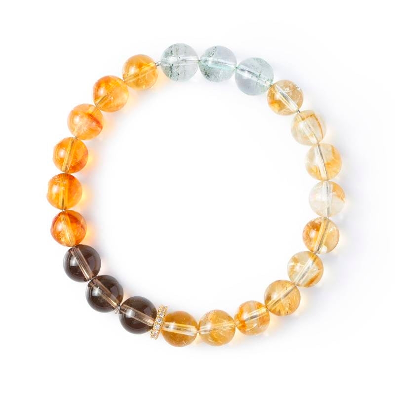 Sunflower Crystal Bracelet – Van Gogh-Inspired Citrine, Tea Quartz & Green Ghost Healing Jewelry