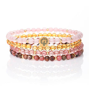 Love & Happiness Crystal Bracelet – Pink Quartz, Citrine, Strawberry Quartz & Rose Quartz