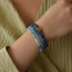 Intuition & Wisdom Crystal Bracelet – Lapis Lazuli, Blue Phosphorus, Blue Chalcedony & Fluorite