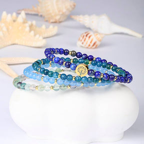 Intuition & Wisdom Crystal Bracelet – Lapis Lazuli, Blue Phosphorus, Blue Chalcedony & Fluorite