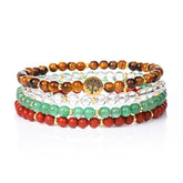Success & Career Advancement Crystal Bracelet – Tiger Eye, White Crystal, Green Aventurine & Red Jasper