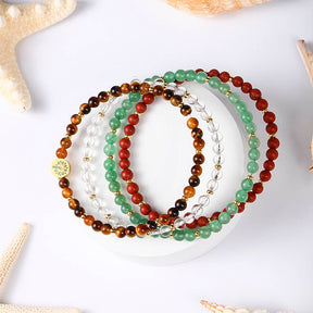 Success & Career Advancement Crystal Bracelet – Tiger Eye, White Crystal, Green Aventurine & Red Jasper