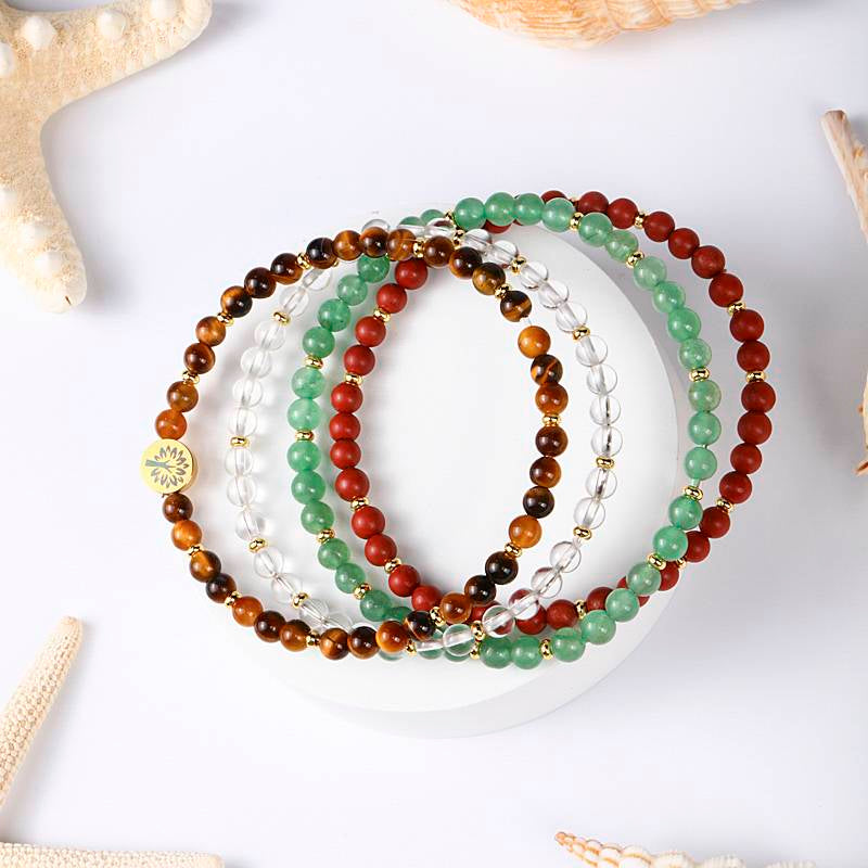 Success & Career Advancement Crystal Bracelet – Tiger Eye, White Crystal, Green Aventurine & Red Jasper