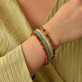 Success & Career Advancement Crystal Bracelet – Tiger Eye, White Crystal, Green Aventurine & Red Jasper