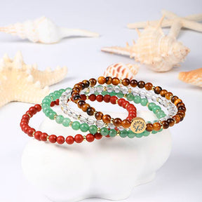 Success & Career Advancement Crystal Bracelet – Tiger Eye, White Crystal, Green Aventurine & Red Jasper