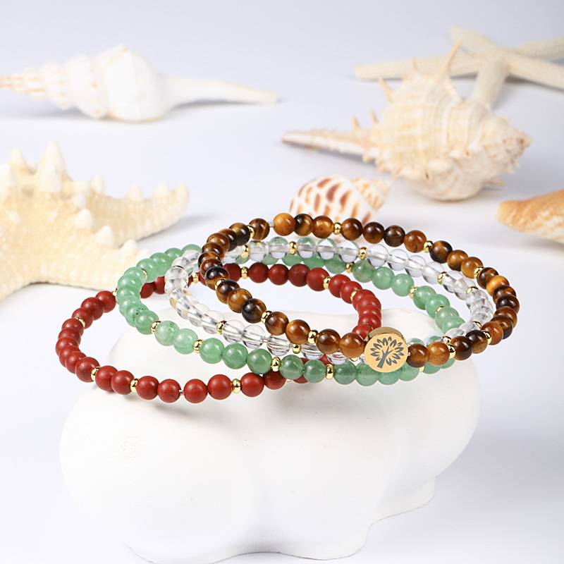 Success & Career Advancement Crystal Bracelet – Tiger Eye, White Crystal, Green Aventurine & Red Jasper