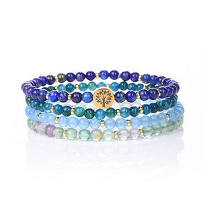 Intuition & Wisdom Crystal Bracelet – Lapis Lazuli, Blue Phosphorus, Blue Chalcedony & Fluorite