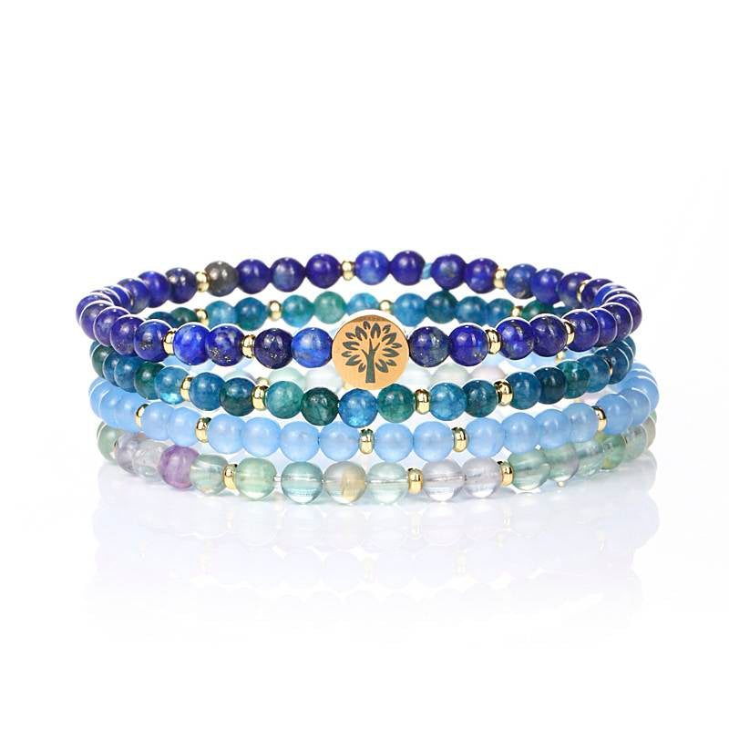 Intuition & Wisdom Crystal Bracelet – Lapis Lazuli, Blue Phosphorus, Blue Chalcedony & Fluorite