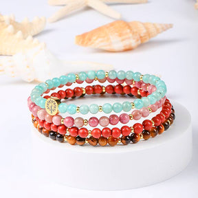 Strength & Courage Crystal Bracelet – Amazonite, Red Jasper & Tiger Eye