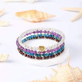 Health & Vitality Crystal Bracelet – Amethyst, Colored White Crystal & Garnet