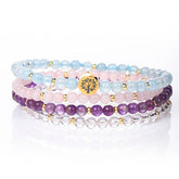 Inner Peace & Tranquility Crystal Bracelet – Aquamarine, Rose Quartz, Amethyst & White Crystal