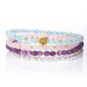 Inner Peace & Tranquility Crystal Bracelet – Aquamarine, Rose Quartz, Amethyst & White Crystal