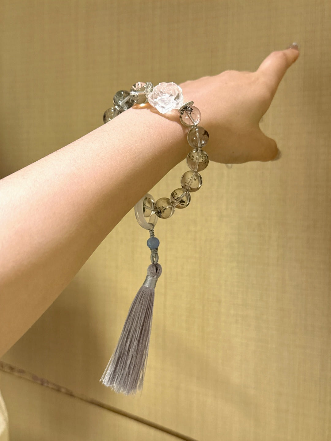 Peace & Prosperity Crystal Bracelet – Green Phantom, White Crystal & White Agate