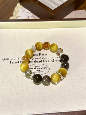 Golden Prosperity Crystal Bracelet – Tiger Eye, Obsidian, Black Gold Super & Yellow Citrine