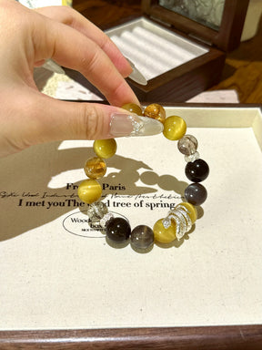 Golden Prosperity Crystal Bracelet – Tiger Eye, Obsidian, Black Gold Super & Yellow Citrine
