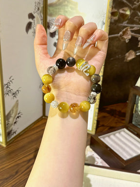 Golden Prosperity Crystal Bracelet – Tiger Eye, Obsidian, Black Gold Super & Yellow Citrine