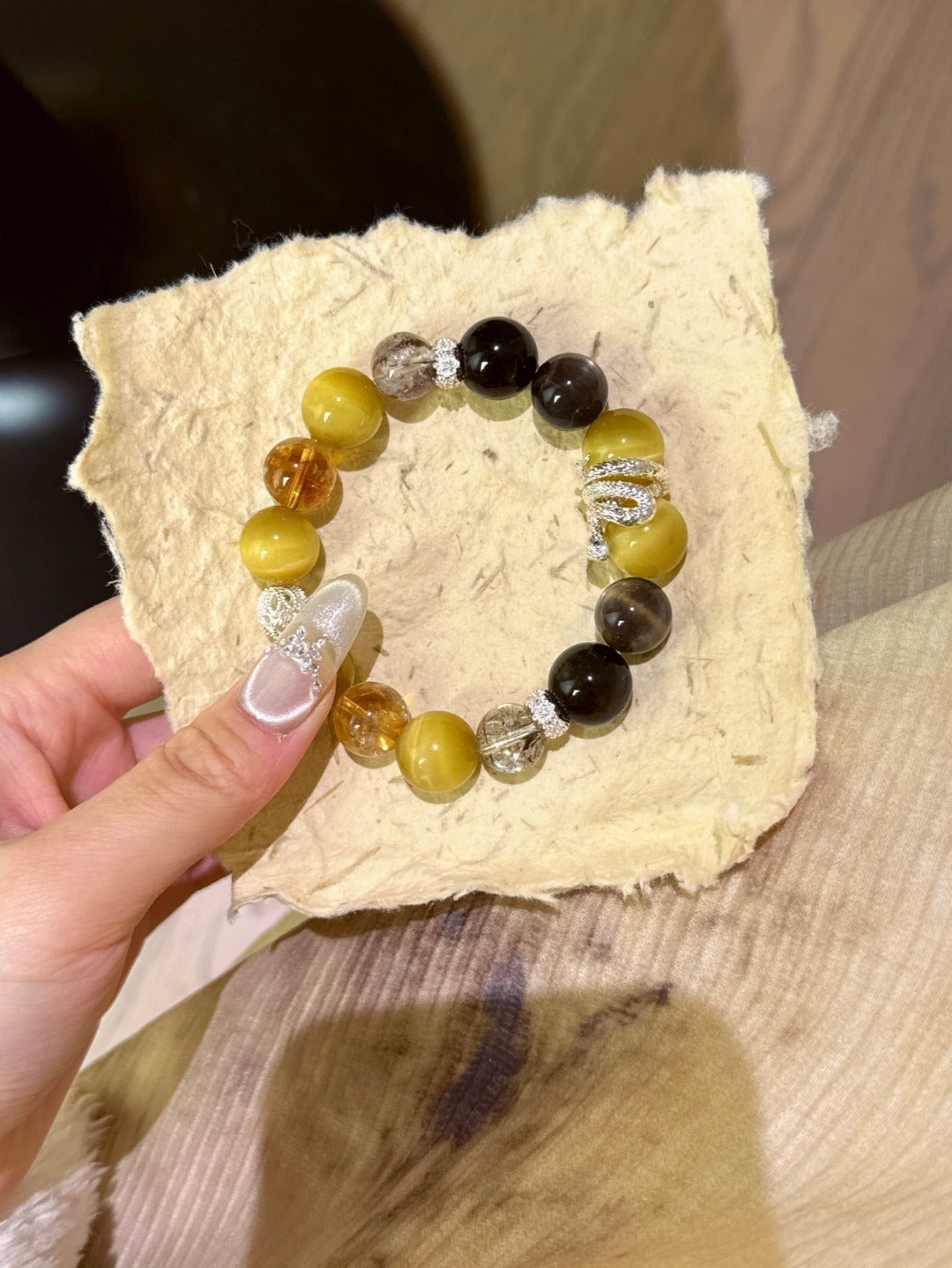 Golden Prosperity Crystal Bracelet – Tiger Eye, Obsidian, Black Gold Super & Yellow Citrine
