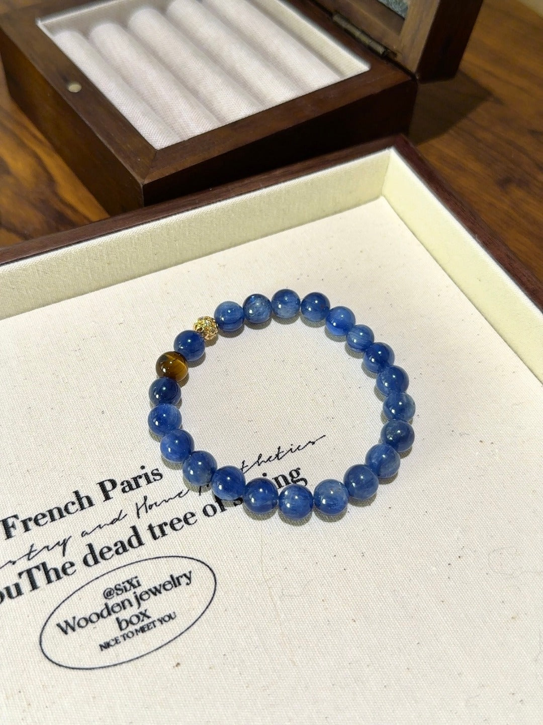 Wealth & Wisdom Crystal Bracelet – Yellow Tiger Eye & Blue Crystal