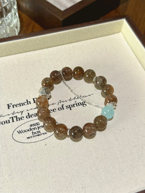 Professional Guardian Bracelet – Black Gold & Aquamarine for Clarity & Protection