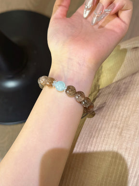 Professional Guardian Bracelet – Black Gold & Aquamarine for Clarity & Protection