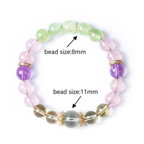 Water Lilies Crystal Bracelet – Monet-Inspired White Crystal, Rose Quartz & Amethyst Healing Jewelry